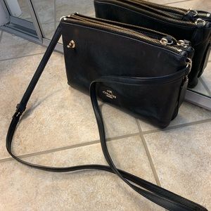 Coach black leather crossbody bag